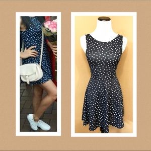 Navy Blue w/ white polka dots